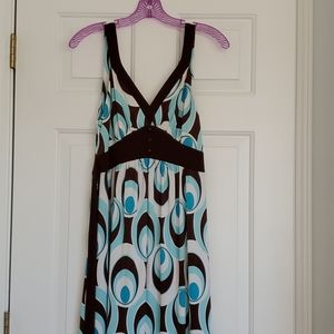 Brown and Blue Pattern Dress